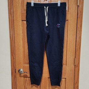 CHAMPION Men's XL Navy Blue Jogger Activewear Pants Cuffed Ankles Pockets EUC